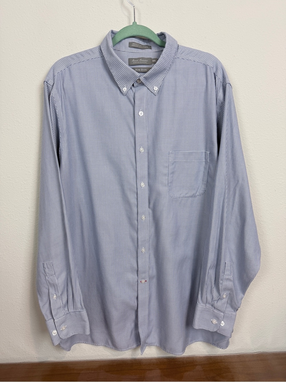 Daniel Cremieux Blue Houndstooth Non-Iron Button-Down Dress Shirt XXL
